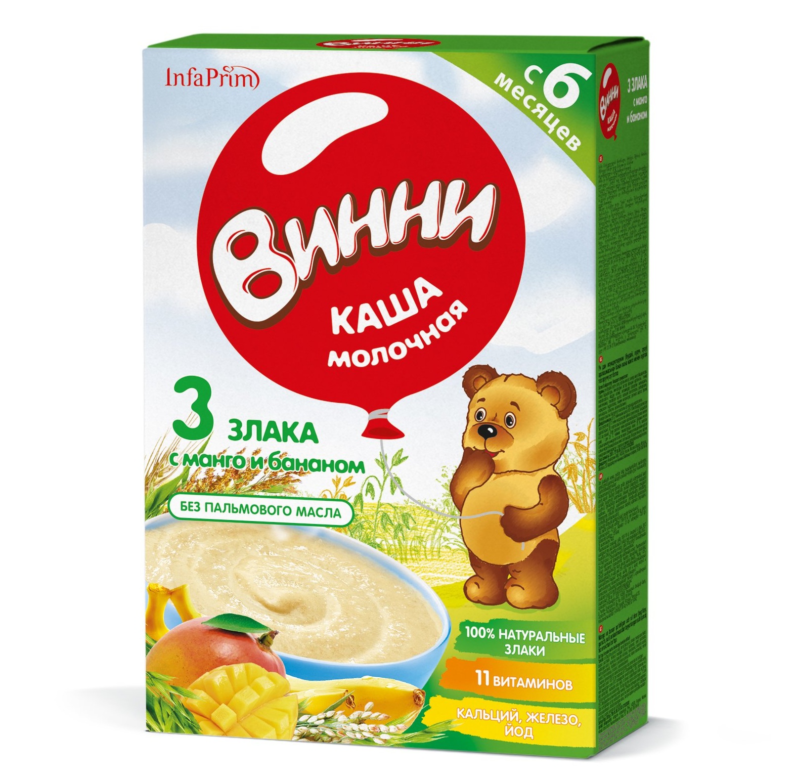 Винни каша 3 злака манго банан 200г