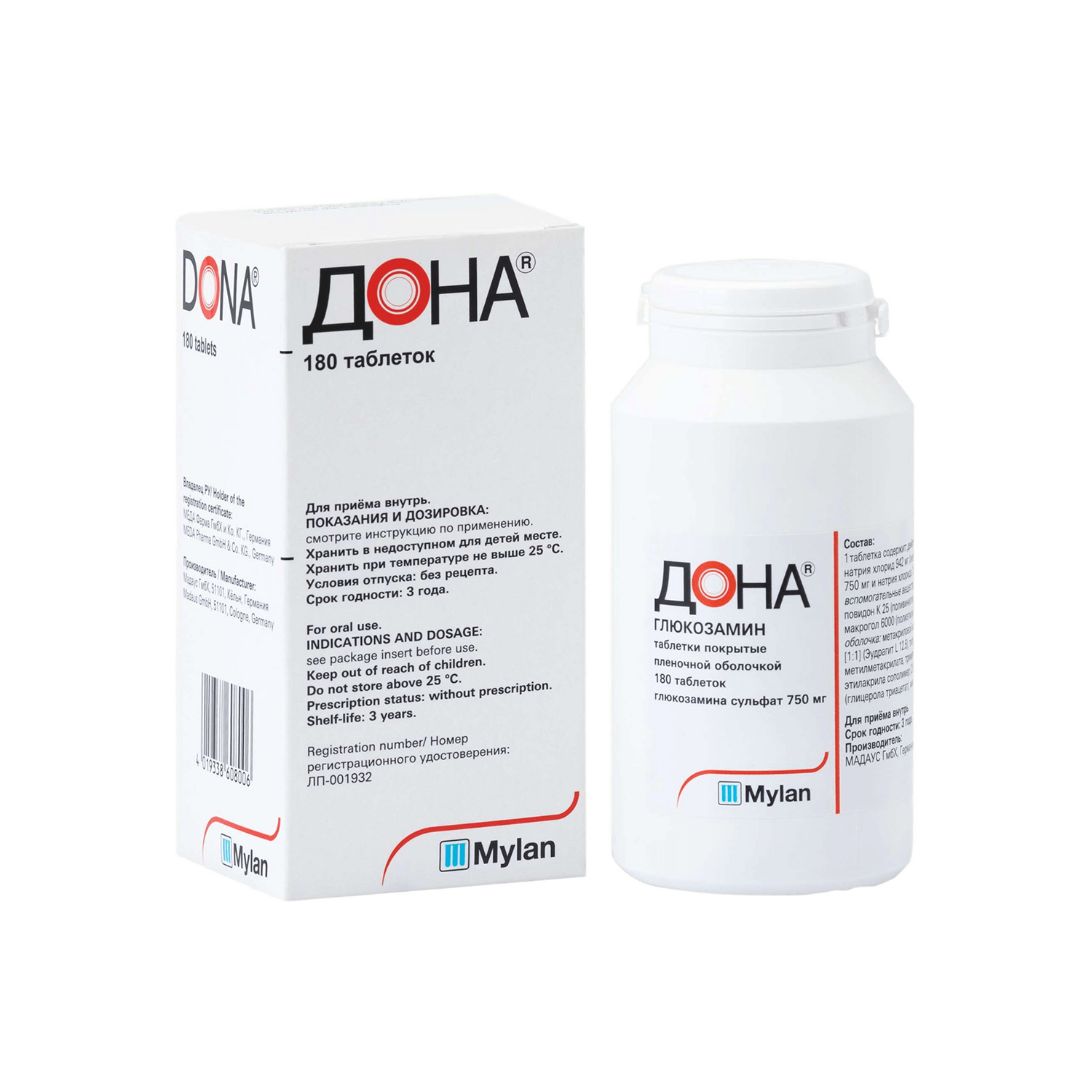 

Дона таб.п о плен. 750мг №180