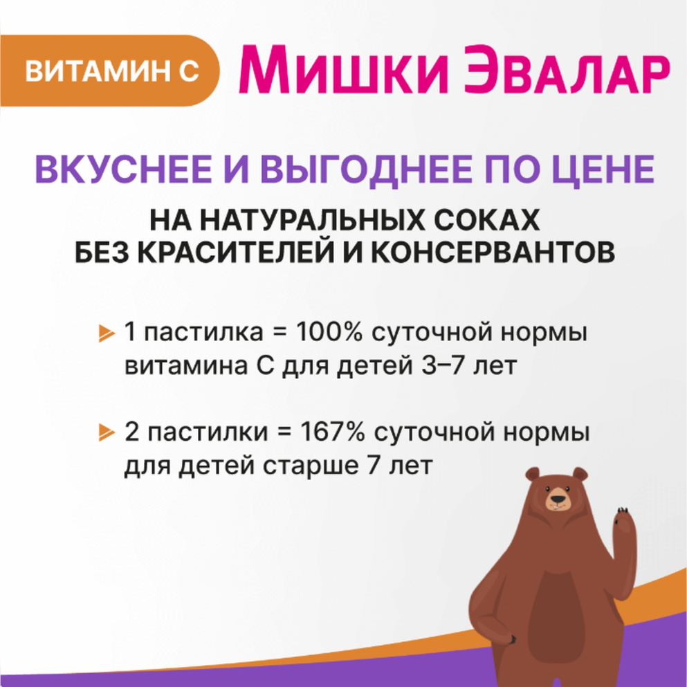 

Беби формула Мишки Витамин С паст.жев. 2,5г №30