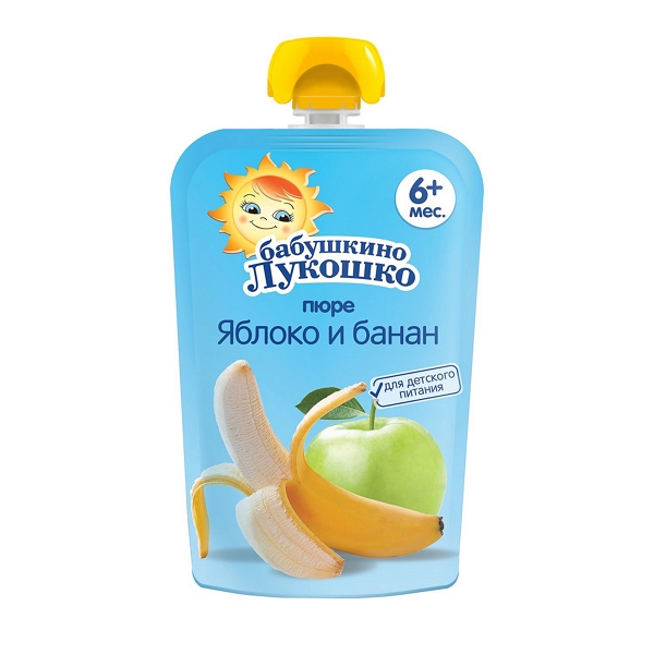 Бабушкино Лукошко пюре яблоко банан от 6мес. 90г