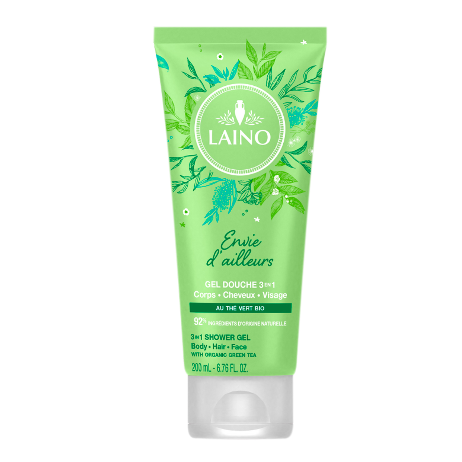Лэно шампунь для волос тела лица органический Зеленый чай 3в1 200мл