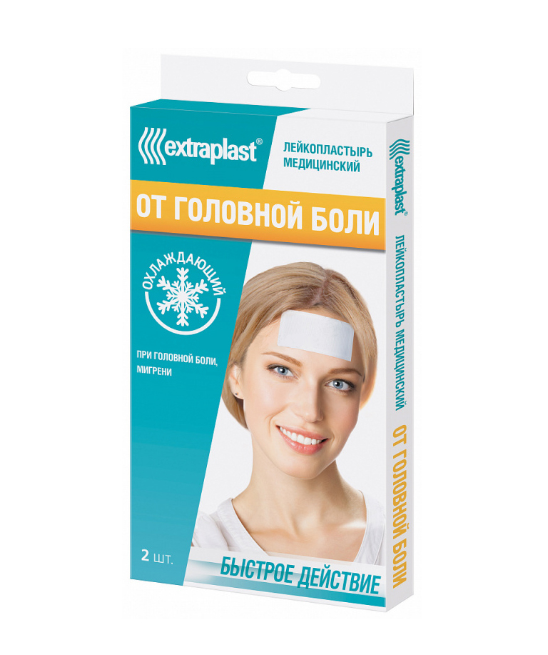 Купить Экстрапласт пластырь медицинский гелевый против головной боли охлаждающий №2, Sinsin Pharmaceutical Co., Ltd