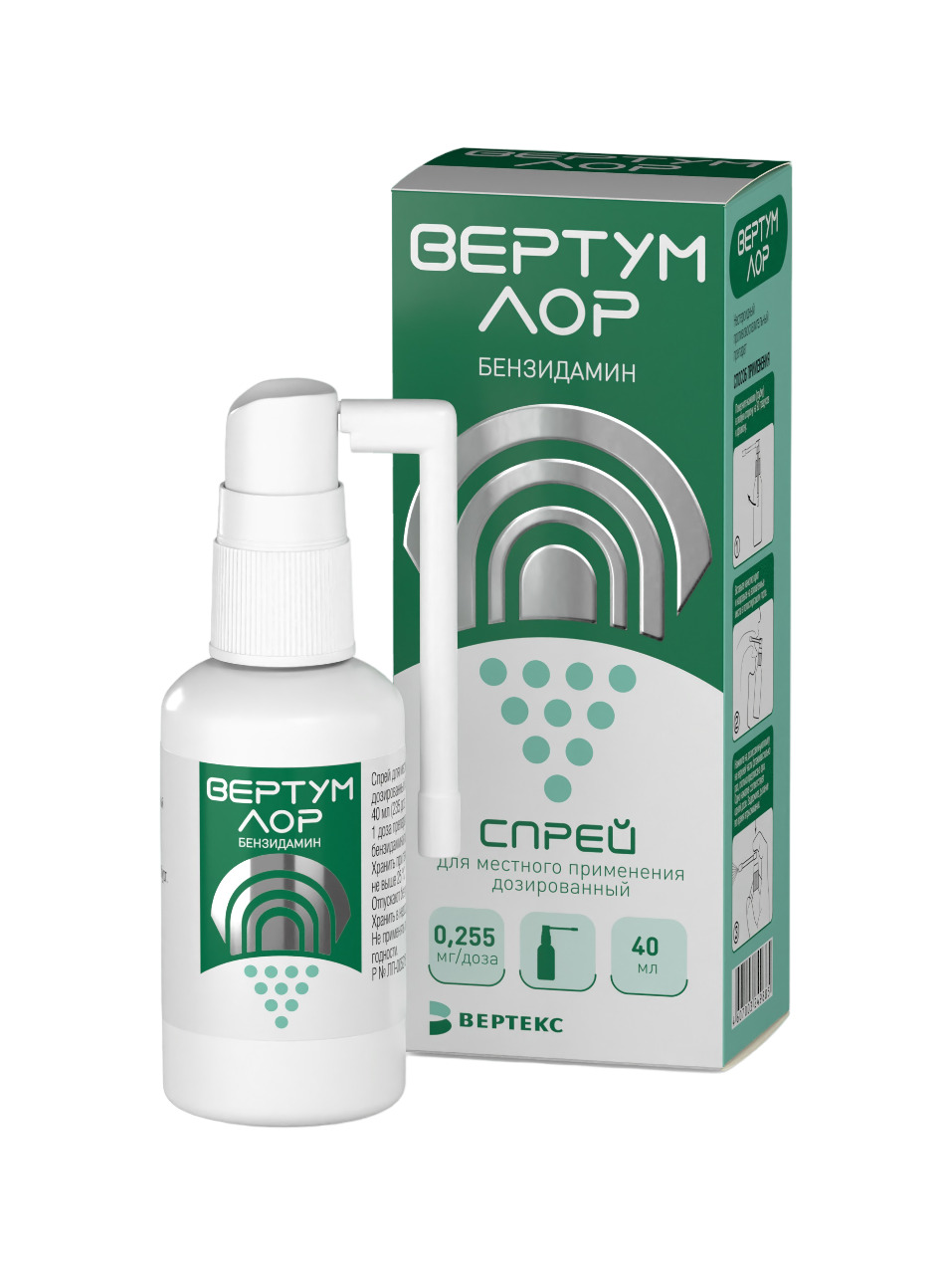 

Вертум лор спрей д местн.прим. 0,255мг доза 40мл