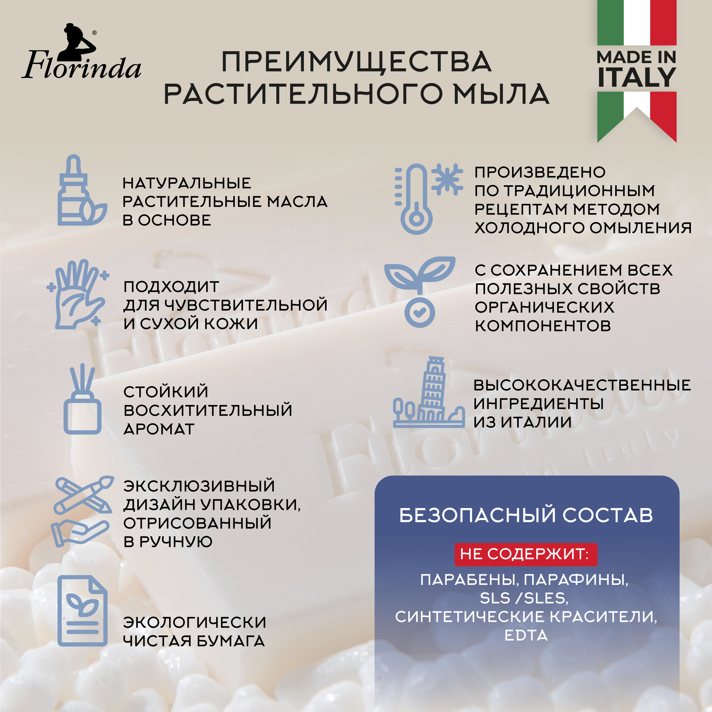 

Флоринда мыло небесный аромат 100г