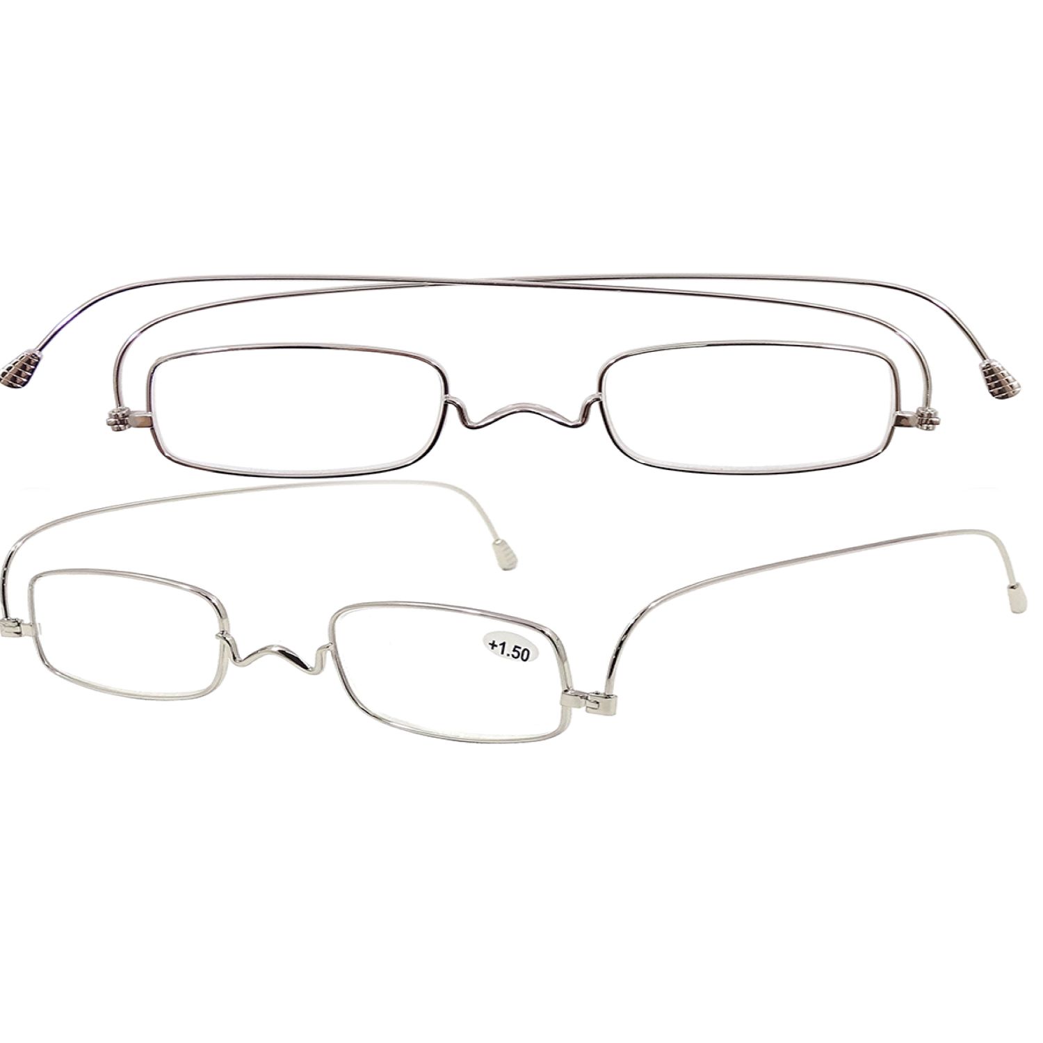 Очки корригирующие для чтения плоские прямоугольные металлические серебристые +2.0 очки корригирующие для чтения плоские прямоугольные металлические серебристые 3 0