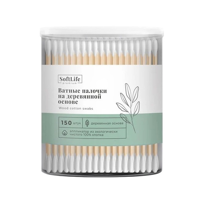 СофтЛайф премиум набор ват палочки на дерев основе 150подушечки 20 235₽