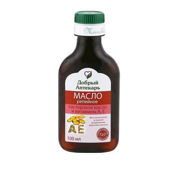 Добрый аптекарь масло д волос репейное с касторовым маслом восстанавливающее 100мл 125₽