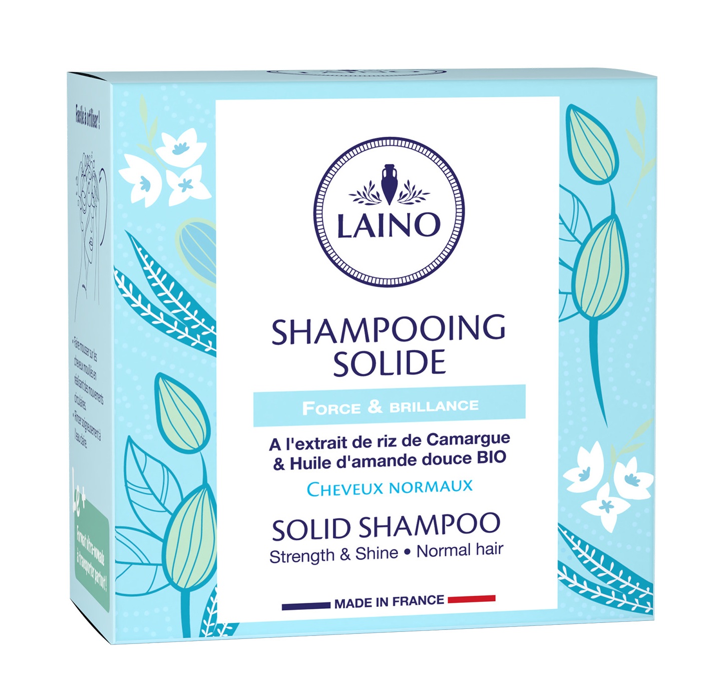 Лэно твердый шампунь для нормальных волос органические экстракт красного риса Камарг и миндальное масло 60г