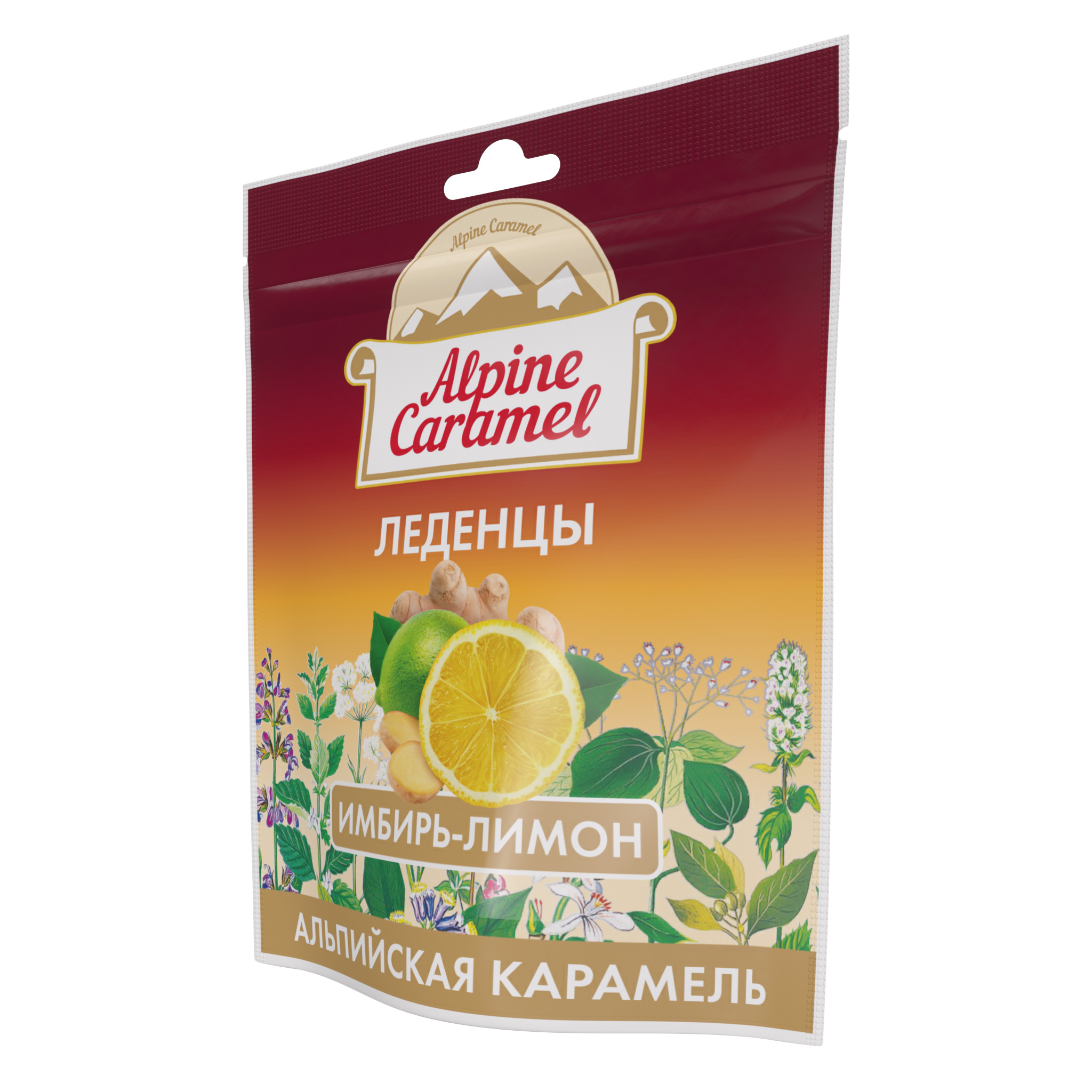 цена Альпийская карамель леденцы имбирь и лимон 75г