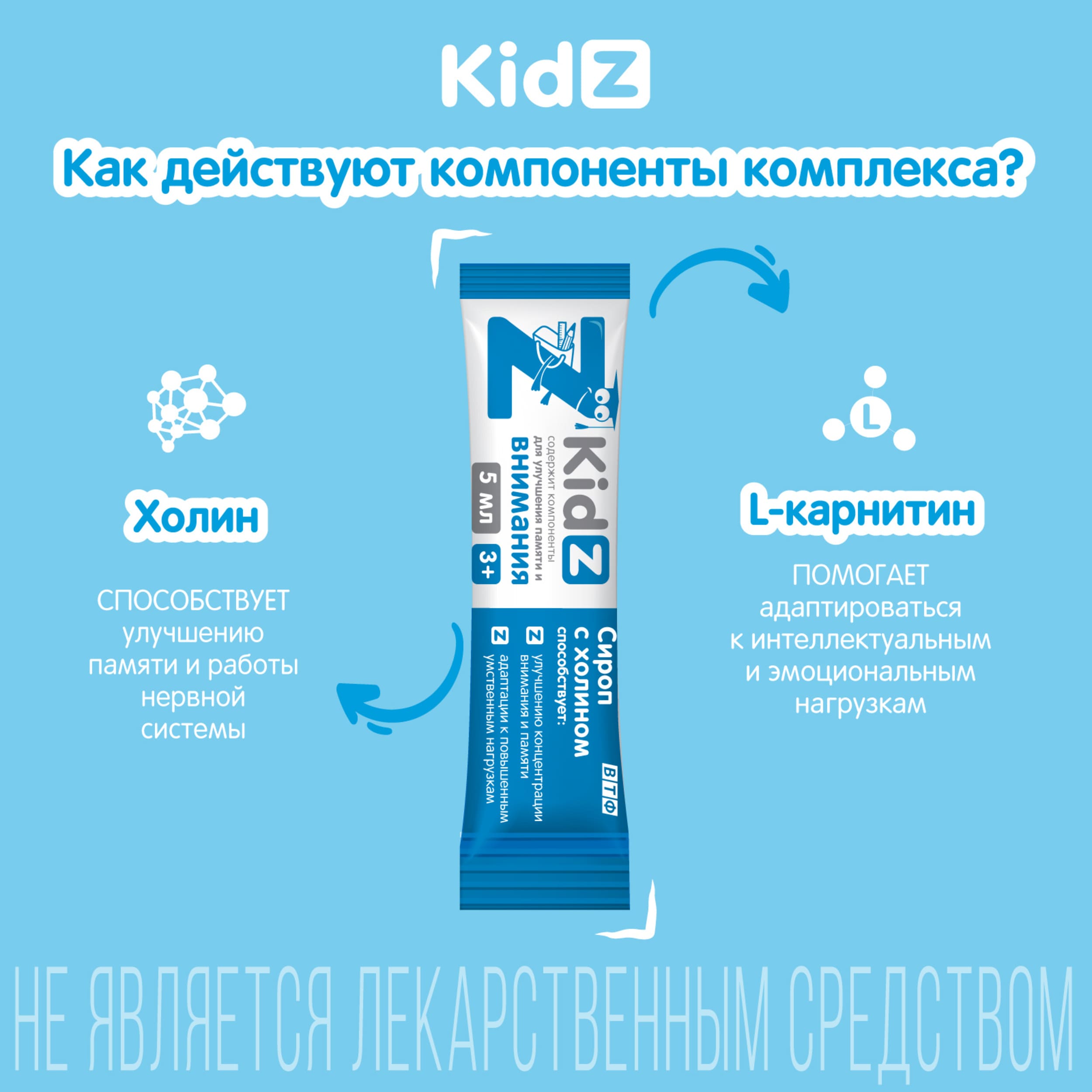 КИДЗ сироп с холином в стиках с 3-х лет № 10