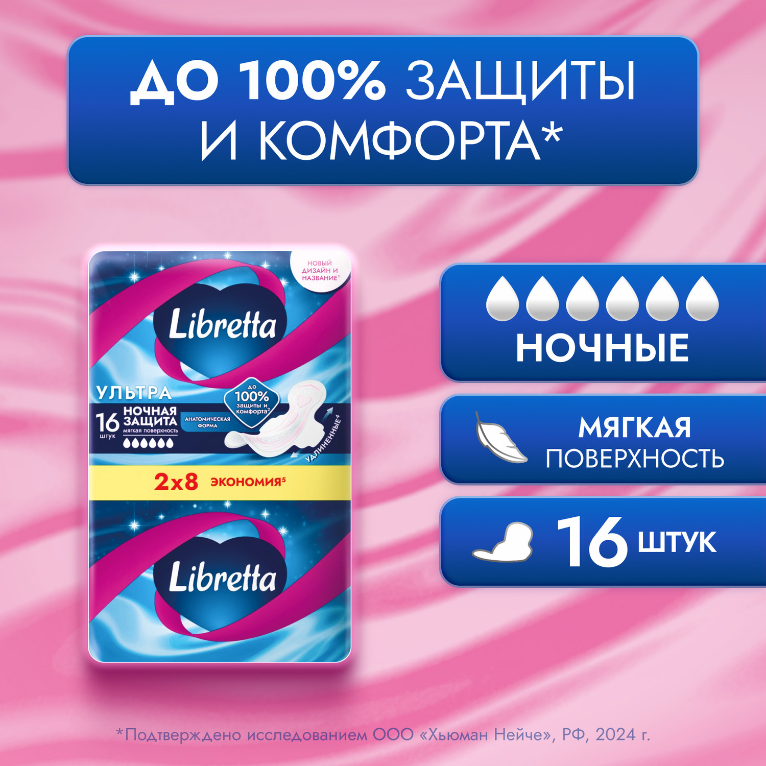

Либретта прокладки ультратонкие ультра ночные с мягкой поверхностью №16