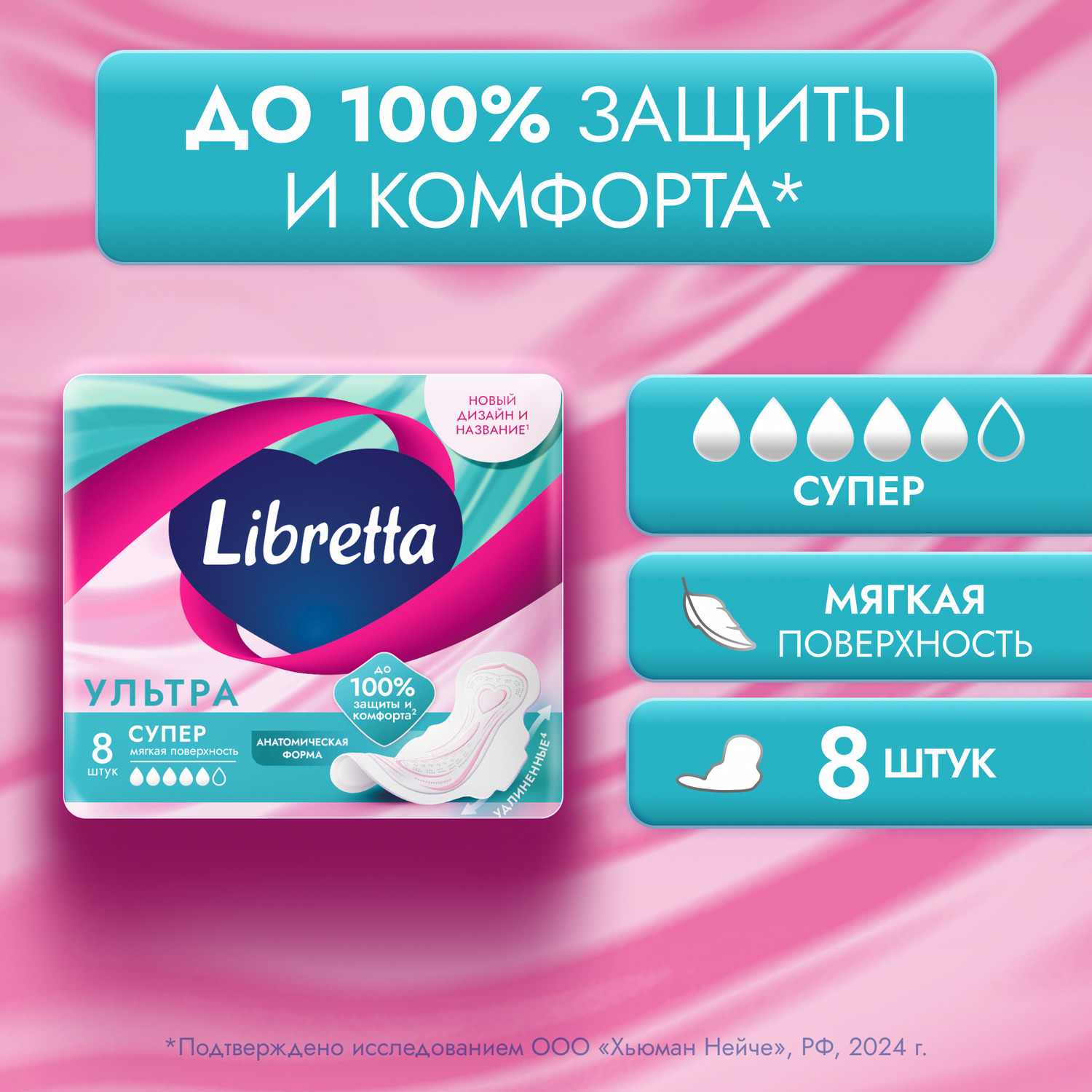 

Либретта прокладки ультратонкие ультра супер с мягкой поверхностью №8