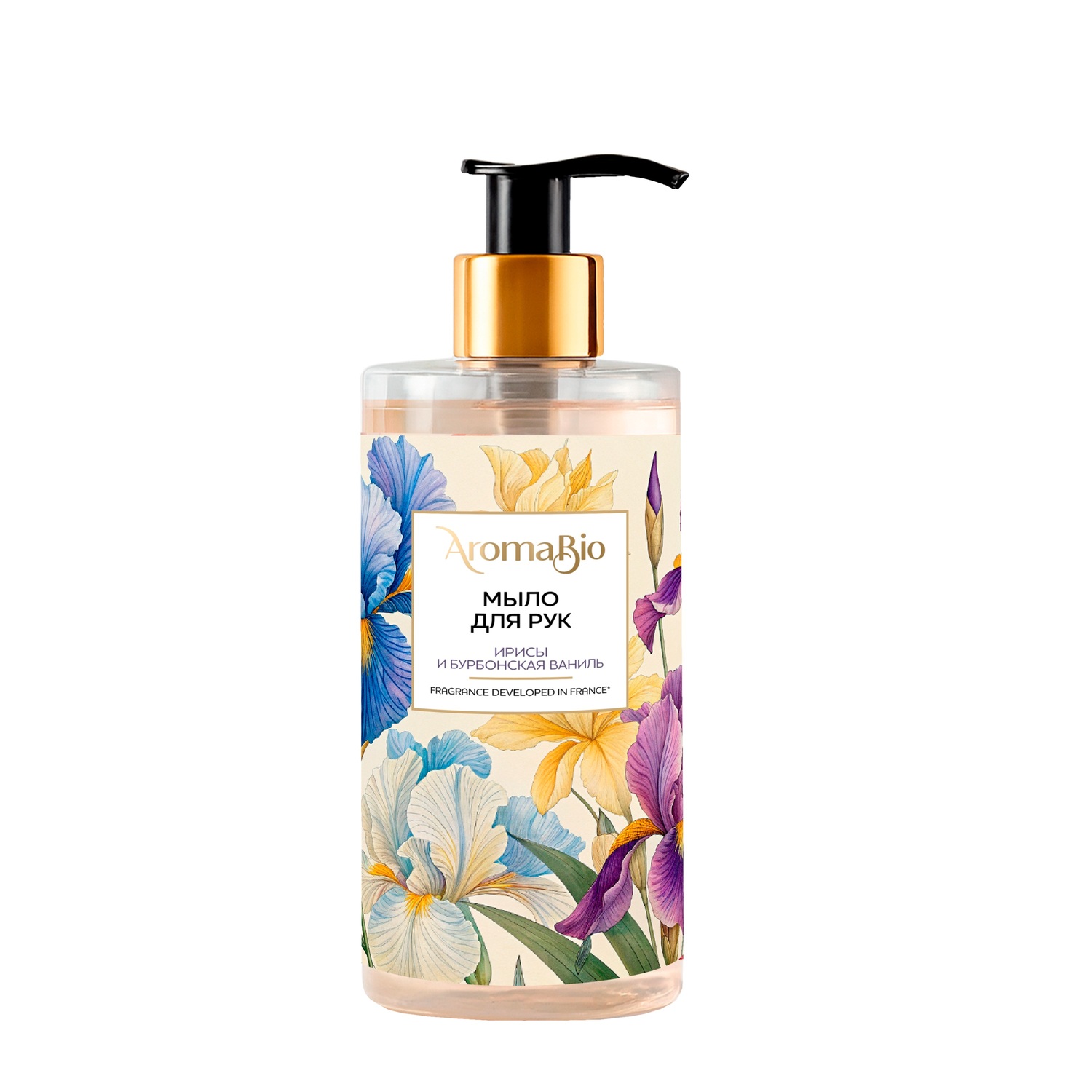 

Аромабио мыло для рук ирисы и бурбонская ваниль 290мл