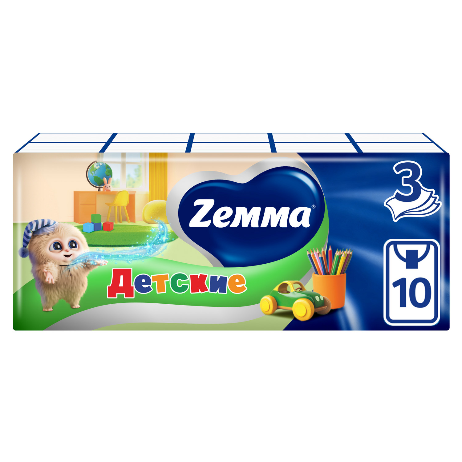 Земма платки носовые детские трехсл. неаром. №10х10