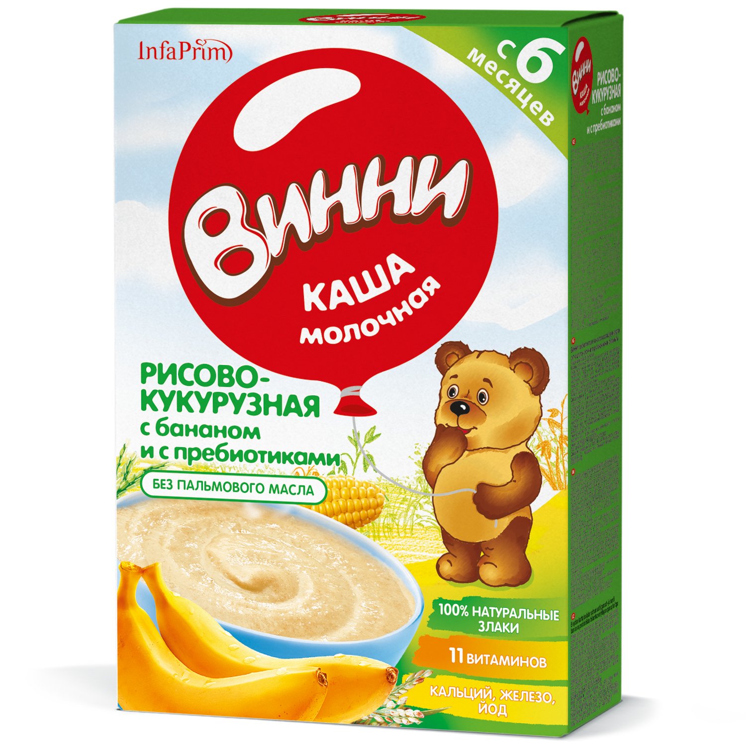 Винни каша молочная кукуруза рис банан от 6мес. 220г