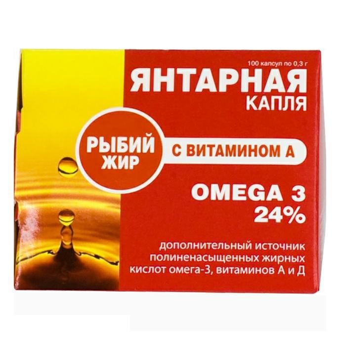 

Рыбий жир Янтарная капля вит.А капс. 0,3г №100