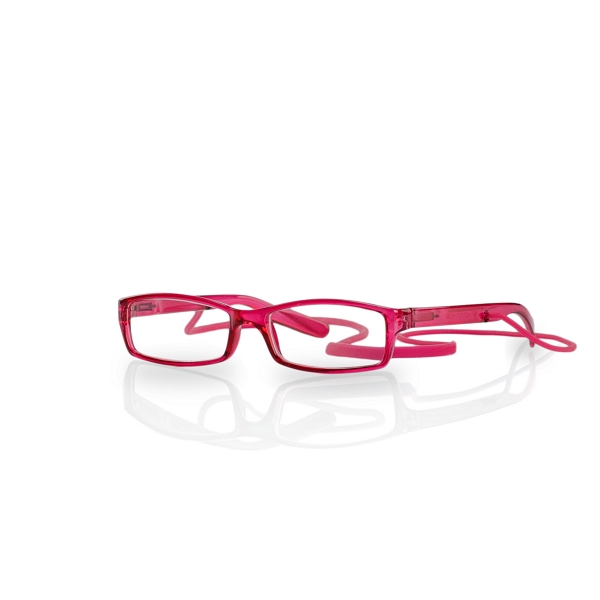 Очки корригирующие для чтения глянцевые розовые пластик со шнурком +1,5