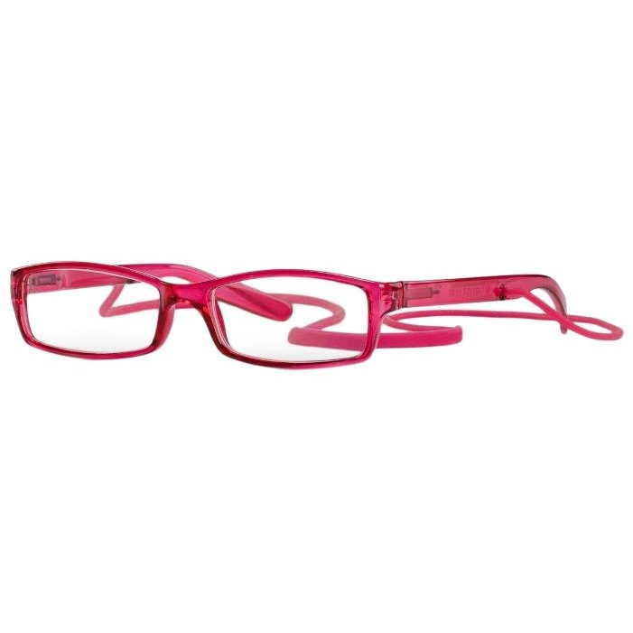 Очки корригирующие для чтения глянцевые розовые пластик со шнурком +2,0