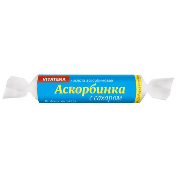 Витатека аскорбинка таб. 25мг с сахаром 2,9г №10 витатека аскорбинка 25мг с сахаром вкус яблоко бад таб 10