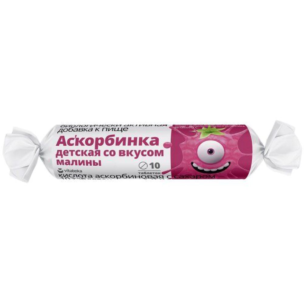 

Витатека Аскорбинка детская 20мг с сахаром вкус Малины БАД таб. №10
