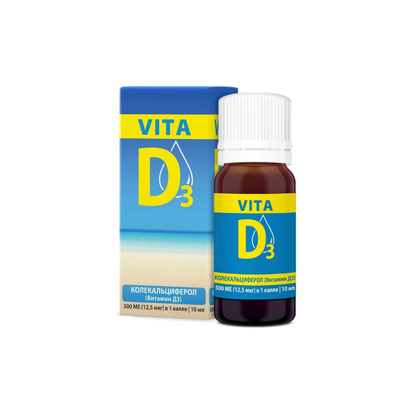 Вита Д3 витамин Д3 р-р 500МЕ/кап фл.-кап. 10мл лимон