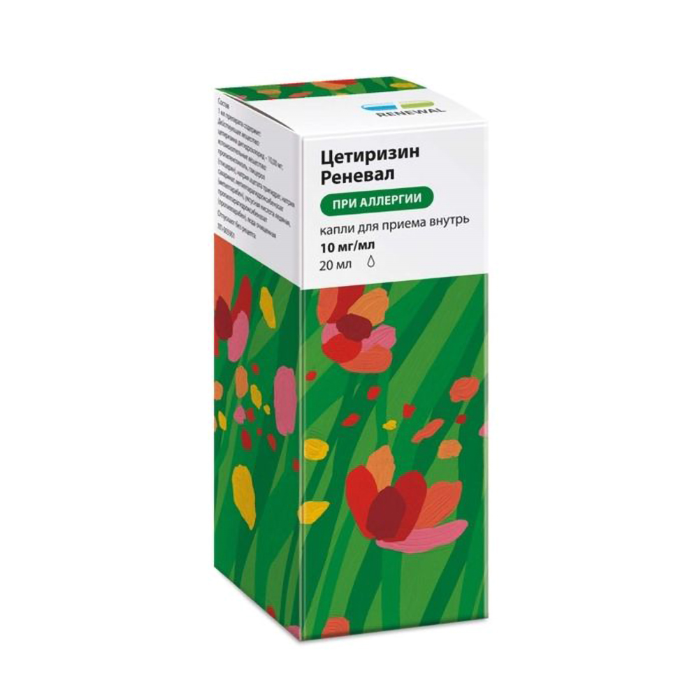 

Цетиризин Реневал капли для приема внутрь 10мг мл фл. 20мл №1
