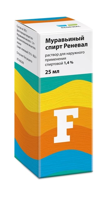 

Муравьиный спирт Реневал р-р д нар. прим. 1,4% фл. 25мл