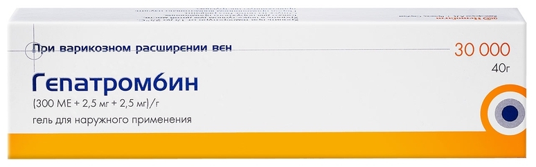

Гепатромбин гель для нар. прим. 300МЕ+2,5мг+2,5мг/г туба 40г