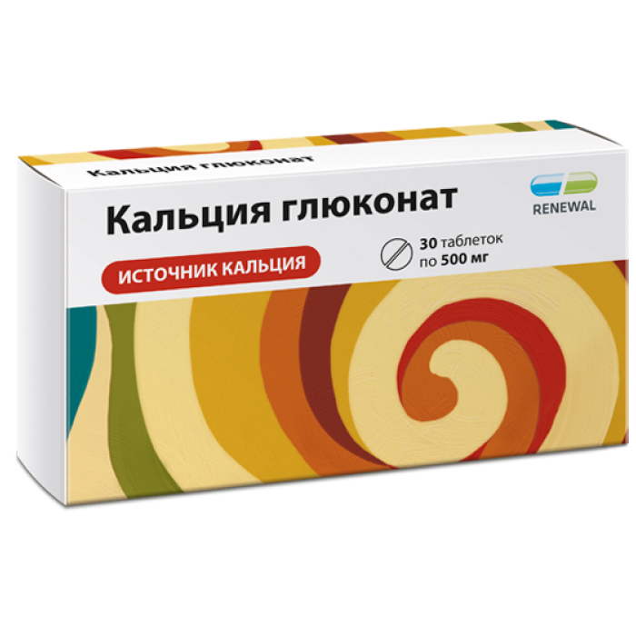 Кальция глюконат Реневал таб 500мг 30 106₽