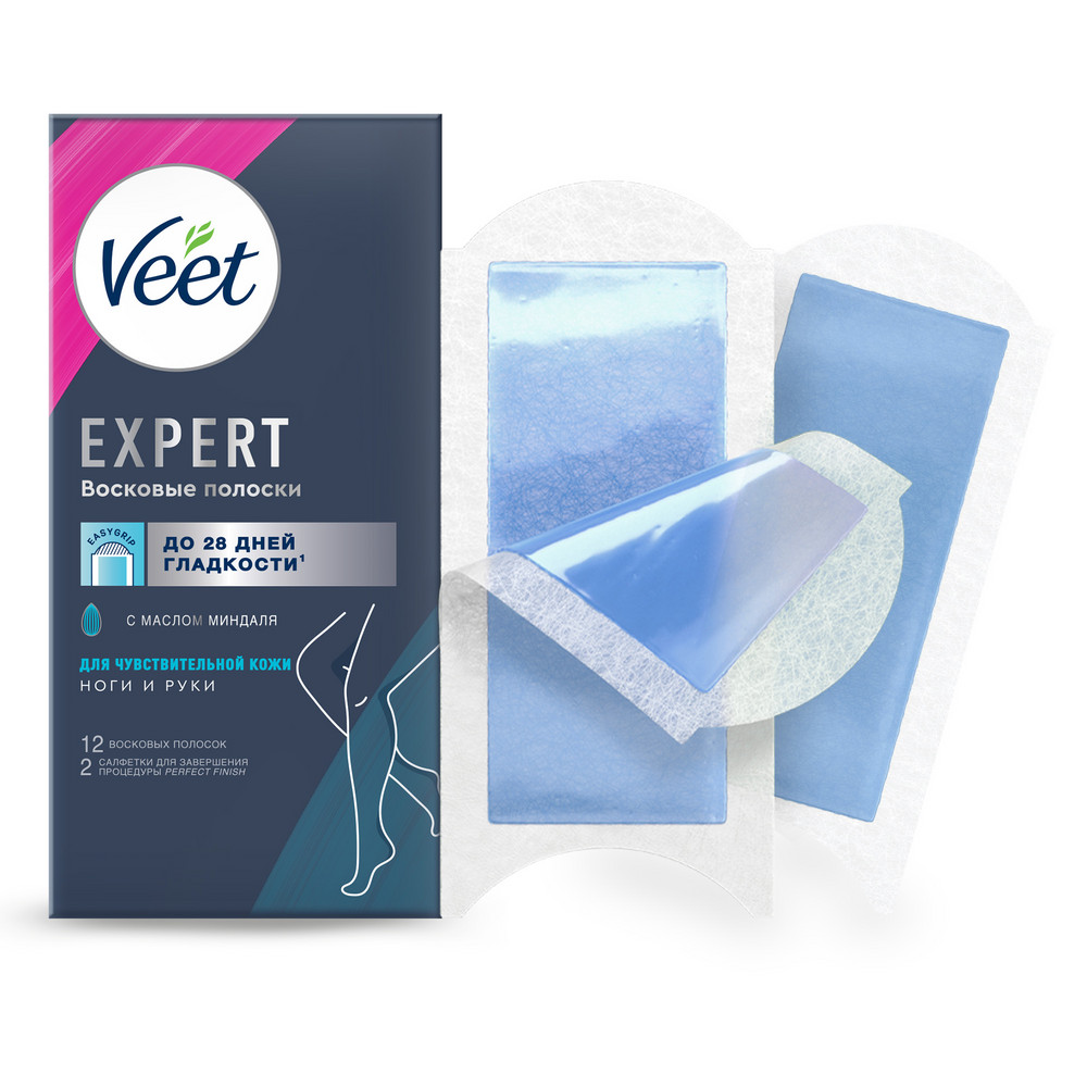 Veet Восковые полоски для депиляции чувствительной кожи 12 шт