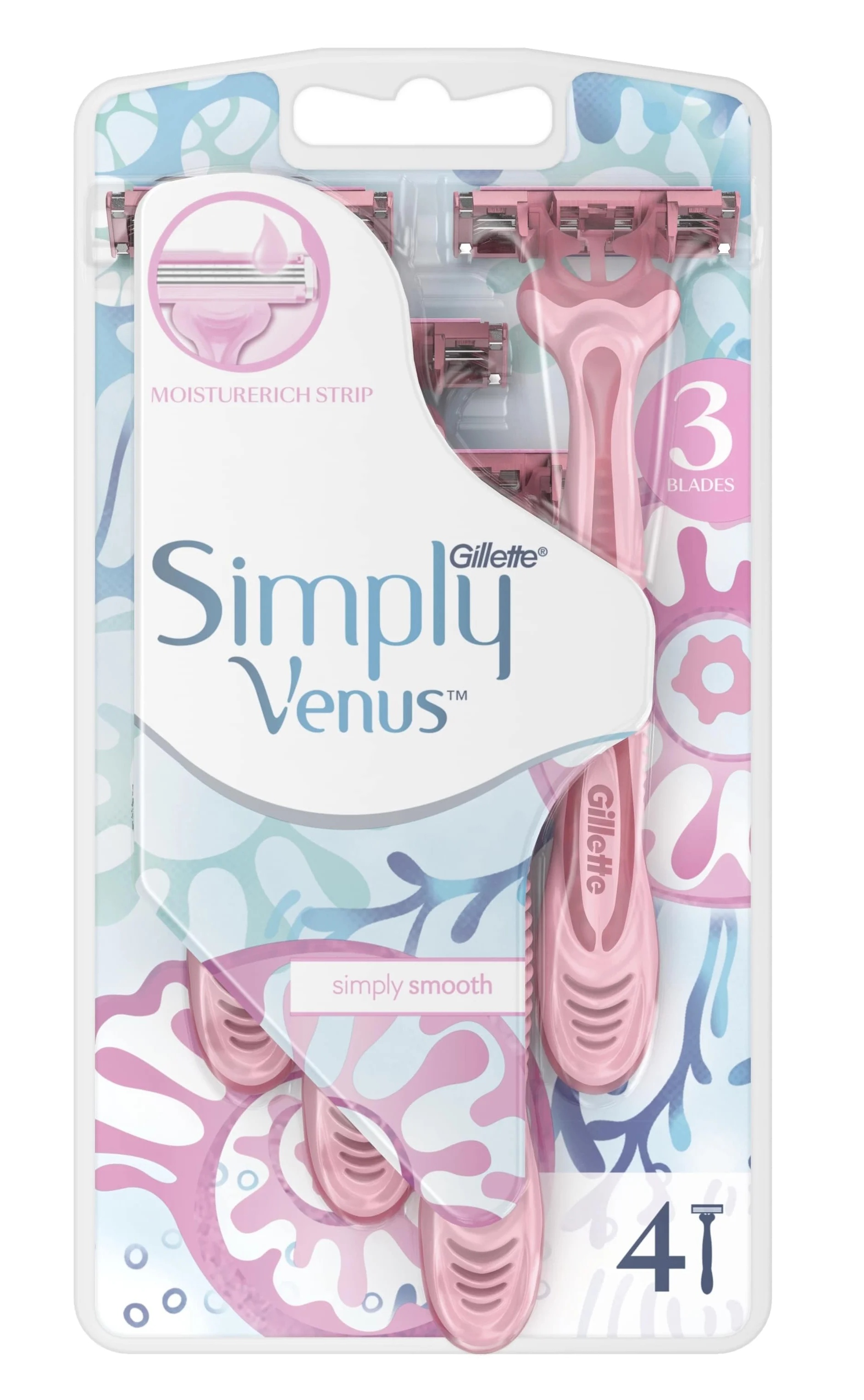 Жиллетт станок для бритья Симпли Венус 3 д женщин одноразовый №4 жиллетт кассеты венус для женщин 2