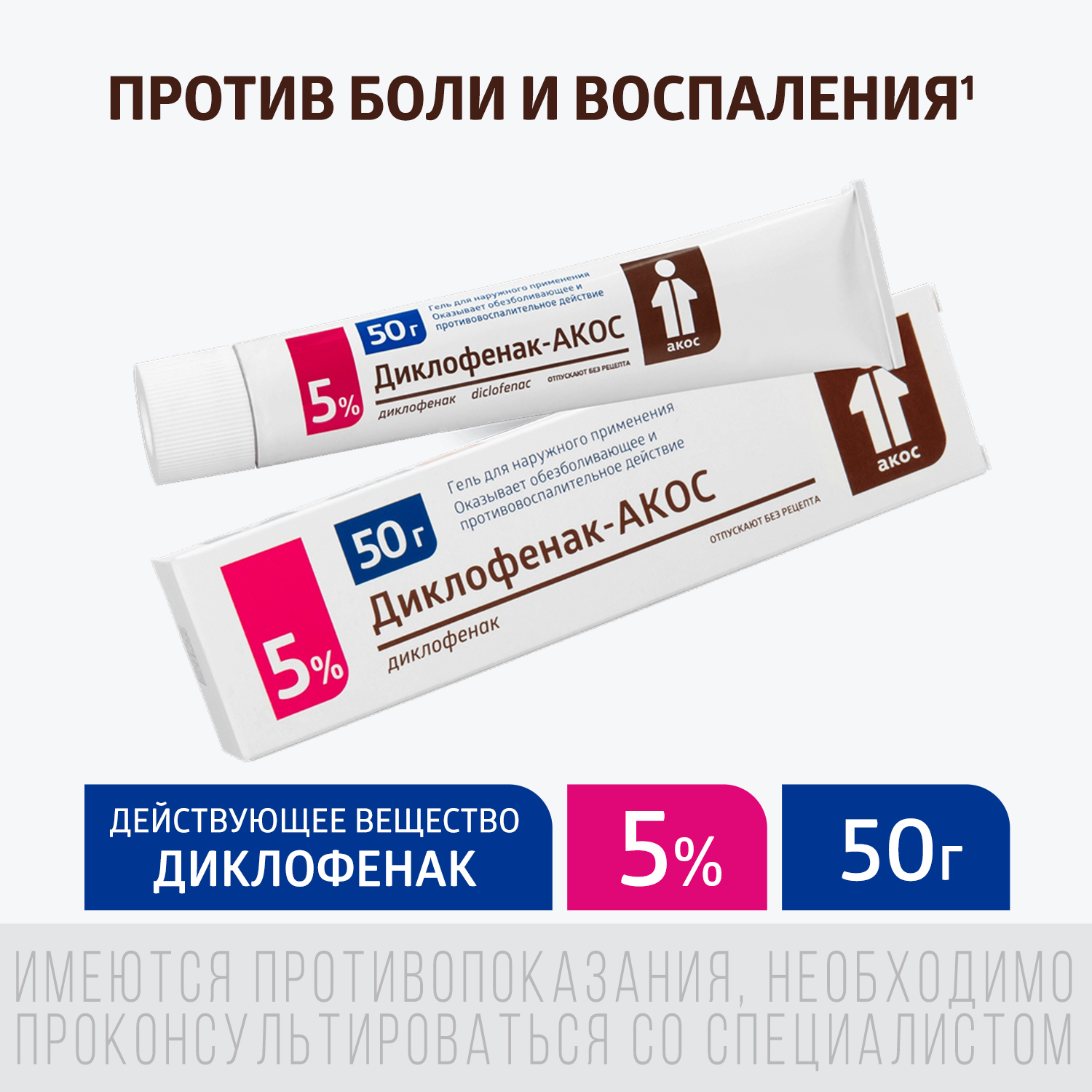 

Диклофенак-Акос гель 5% 50г