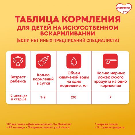 Малютка детское молочко Малютка 3 600г №7