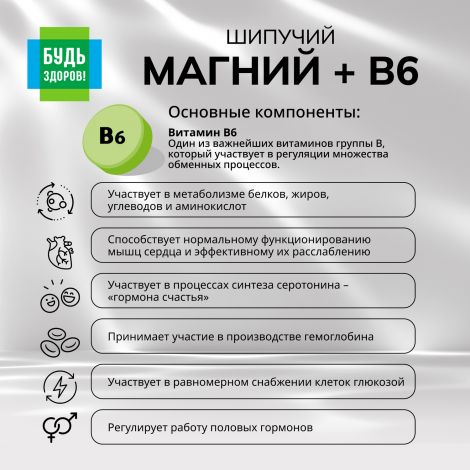 Будь Здоров! Магний В6 таб.шип. №20 №6