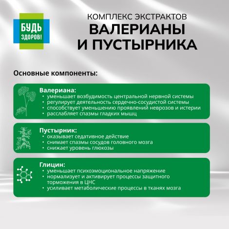 Будь Здоров! Комплекс экстрактов валерианы/пустырника капс. №90 №6