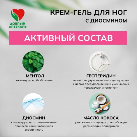 Добрый аптекарь крем-гель д/ног с Диосмином для тонуса и снятия усталости 75мл №2