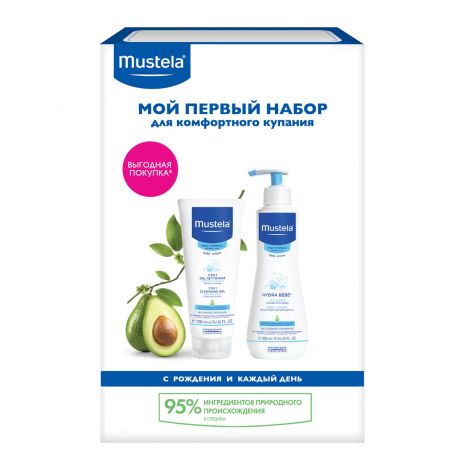 Мустела Мой первый набор гель для купания 2в1 200 мл+молочко для тела Гидро беби 300мл