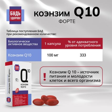 Будь Здоров! Коэнзим Q10 форте капс. 100мг №30 №8