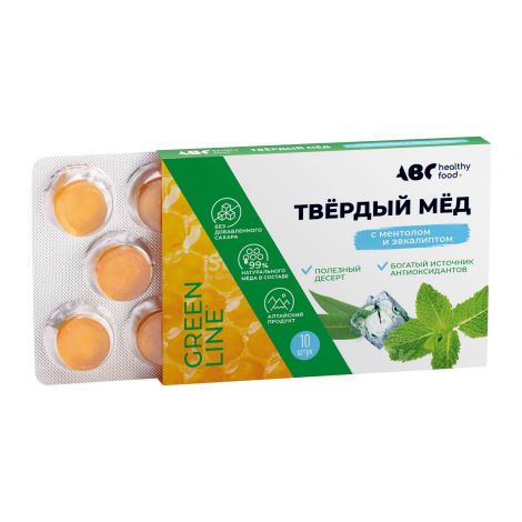 АВС хэлси фуд твердый мед ментол/эвкалипт 30г