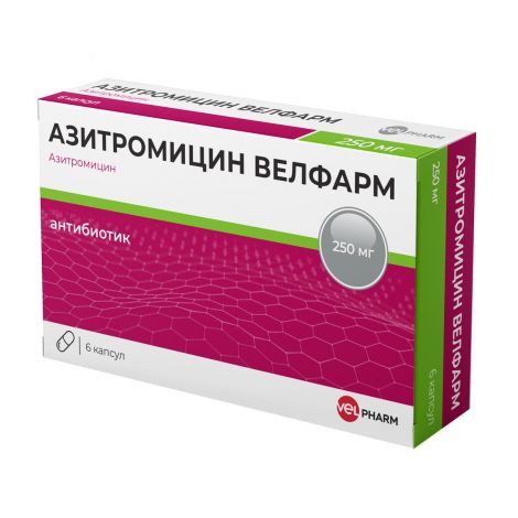 Азитромицин Велфарм капс. 250мг №6