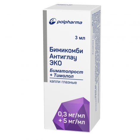 Бимикомби Антиглау Эко капли гл. 0,3 мг/мл+5 мг/мл фл. 3мл №2