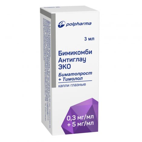 Бимикомби Антиглау Эко капли гл. 0,3 мг/мл+5 мг/мл фл. 3мл №3