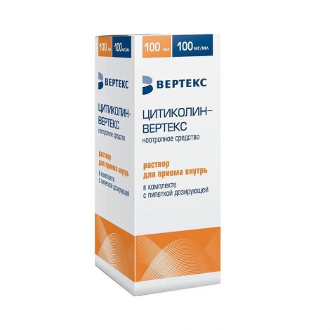 Цитиколин-Вертекс р-р для приема внутрь 100мг/мл фл. 100мл+пипетка доз.
