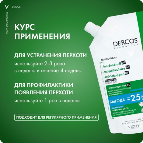 Виши Деркос DS интенсивный шампунь-уход против перхоти для нормальных и жирных волос 500мл №8