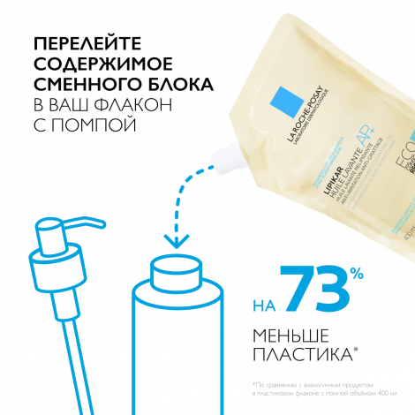 Ля Рош-Позе Липикар АР+ липидовосполняющее смягчяющее масло для ванны и душа 400мл/сменный блок №4