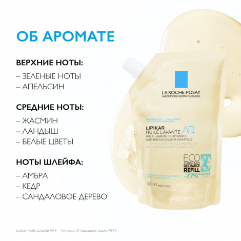 Ля Рош-Позе Липикар АР+ липидовосполняющее смягчяющее масло для ванны и душа 400мл/сменный блок №7