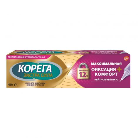 Корега крем для фиксации зубных протезов максимальная фиксация+комфорт нейтр. 40г