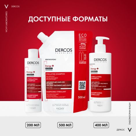 Виши Деркос Техник шампунь против выпадения волос Энерджи плюс 400мл №4