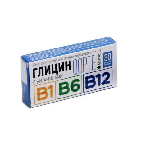 Глицин Форте сердце континента с вит. В1. В6. В12 таб. 600мг №30