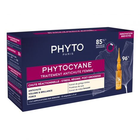 Phytosolba Phytocyane сыворотка против выпадения волос для женщин в ампулах реакционное выпадение 12x5мл